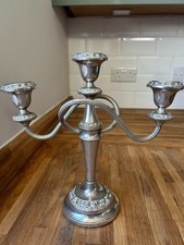 Vintage IANTHE Silver Plated Three Arm Candelabra, England, 25 cm