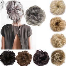 Hair Extensions human Curly Messy Bun Hair Piece Scrunchie Updo Cover Real as