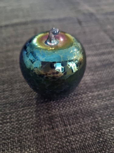 Iridescent green glass apple - glass,