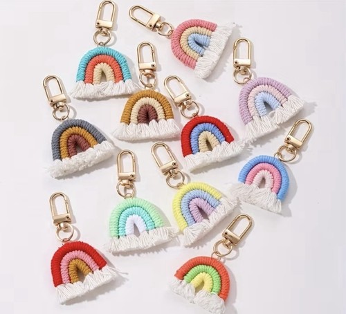 Rainbow tassel keychain - rainbow,