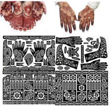 India/Arabic Henna Tattoo Mehndi Stencils Hand Foot Body Art Stickers UK