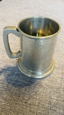 Vintage Pewter Glass Bottomed Tankard  Glass Engraved- ‘All The Best of Luck’