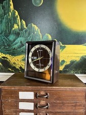 1970s Rhythm Alarm Clock Atomic Space Age Vintage Mid Century Japan Coral