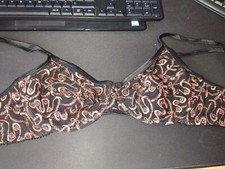 Cosmopolitan Black and Orange Swirl Pattern Under Wire Sheer Bra Size 34D