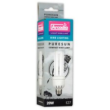 ARCADIA BIRD LAMP COMPACT FLUORESCENT 20W E27 LIGHT BULB 2.4% UVB 12% UVA 