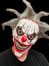 Scary Clown Mask Latex Grey Hair Evil Clowns Terrifying Halloween Costume Masks