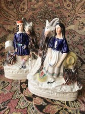 Staffordshire Pottery Figures-Goats & Royal Children-Genuine-Circa 1860-26cm