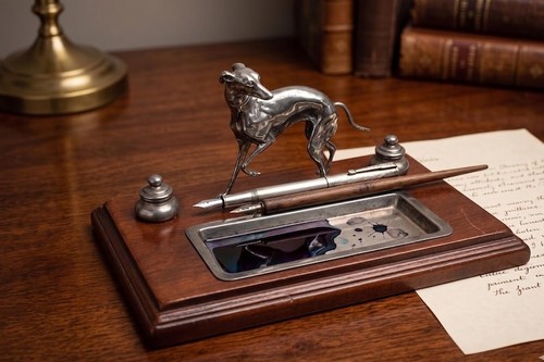 Vintage greyhound inkwell - greyhound,