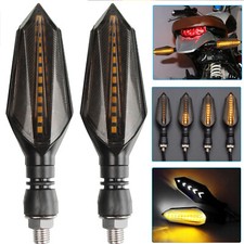 2X Motorcycle LED Indicators Turn Signal Flowing Water Lights Amber Blinker Lamp