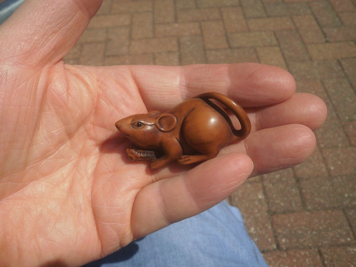 Hand carved wood netsuke - hand,