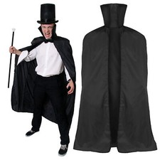 BLACK CAPE HALLOWEEN VAMPIRE FANCY DRESS COSTUMES MENS WOMENS HIGH COLLAR CLOAK
