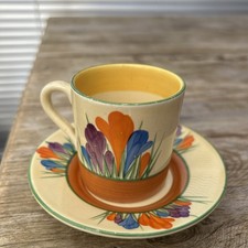 1 x c1930's Clarice Cliff Autumn CROCUS Pattern Demitasse Coffee Can & Saucer