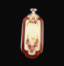 Antique Vintage Perfume Bottle 2 Sided Guilloche Enamel Sterling Silver LOVELY!