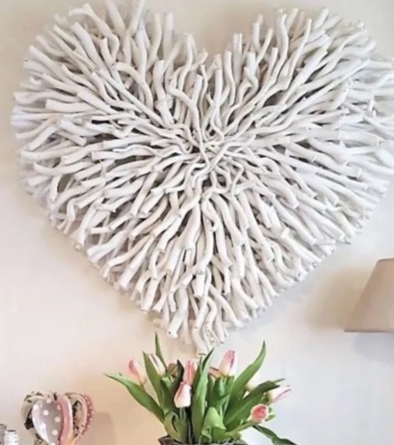 Large white twig - , heart
