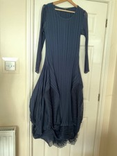 Chesca navy-blue maxi formal evening dress 12 with under-slip