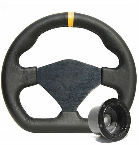 250mm black leather steering - 250mm,