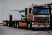 Truck photo Volvo F16 Box semitrailer Denmark orange FREIA-FORELLEN #a6zh