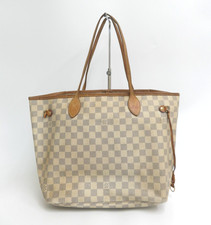 Authentic Louis Vuitton Damier Azur Neverfull MM Shoulder Tote Bag F#47910
