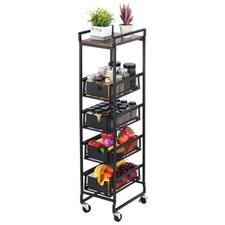 5 Tier Fruit Vegetable Storage Basket Kitchen Rolling Cart for Kitchen 