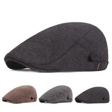 Mens Peaky Blinders Flat Cap Hat Newsboy Tweed Herringbone Gatsby Boys Winter