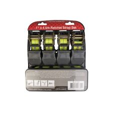 4PC Ratchet Tie Down Strap Set Roof Rack Cargo Trailer Marquee 25mm x 4.5m /15ft