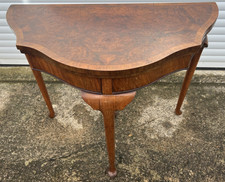 A Small Walnut Fold Over Card Table H 70 x W85 x D83 With Hidden Draw