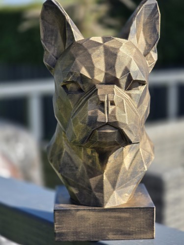 French bulldog bust statue - french,