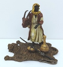 Franz Bergman Cold Painted Vienna Bronze, Arab on a Tiger Rug, Marked "B"