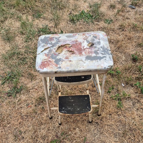 Vintage folding metal step - folding,