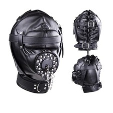 Gimp Gag Mask Bondage Head Harness Riding Hood Ball Lockable Fetish Sex BDSM