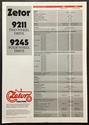 Zetor 9211 2wd - 2wd, 4wd