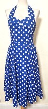 Ladies 1940s Style Blue Polka