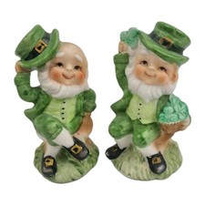 Pair of 4” Leprechaun Figurines Irish St Patrick’s Day Lucky Gnome Ornaments