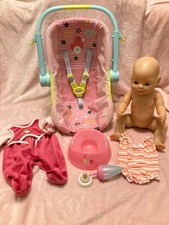 BABY BORN 43cm DOLLS BUNDLE 🩷 CLOTHES CAR TRAVEL PUSH CARRY SEAT ZAPF CREATIONS