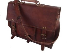 15x11" Vintage Leather Briefcase Macbook Bag Laptop Messenger Bag Attache Satche