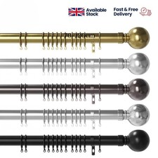Complete Curtain Pole Set 28mm Extendable Curtain Rods Heavy Duty Accessorises