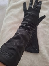 Rene Lezard Softest Black Leather Long Gloves