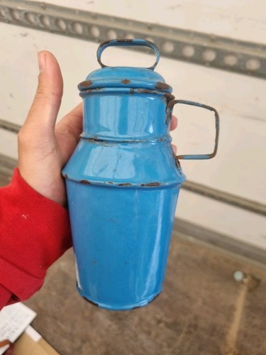Vintage enameled jug blue - enameled,