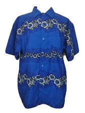 Hawaiian Shirt Size XL Short Sleeves Oversized Blue Floral  Casual Summer Beach