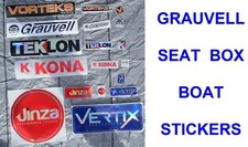 SEAT TACKLE BOX BOAT STICKER GRAUVELL TEKLON VERTIX KONA JINZA VORTEKS ROD REEL