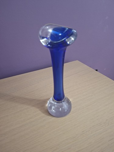 Vintage art glass stem vase - glass,