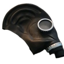 Latex Rubber fetish GP 5 Vintage Black/ Beige Rubber Gas Mask X2 with Hose.