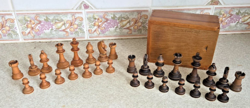 Antique staunton chess set - antique,