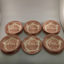 Churchill Red Bowls & Side Plates Set – 6.75" – 6 Plates + 5 Bowls – Tableware