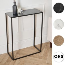 OHS Marble End Table Modern Console Bedroom Side Nightstand Metal Frame