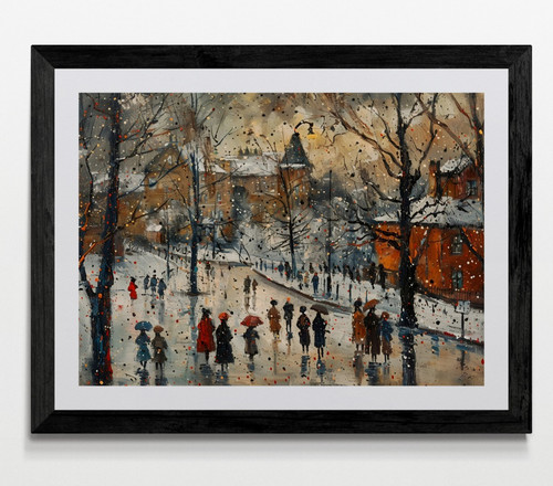 Lowry style framed canvas - lowry,