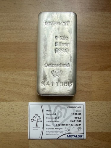 Metalor silver bullion bar - silver,