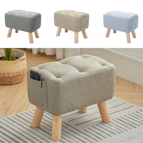 Linen ottoman stool - ottoman,