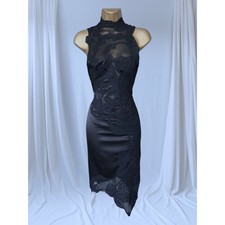 Vintage Karen Millen UK 10 Black Silk & Lace Gothic Corset Evening Dress