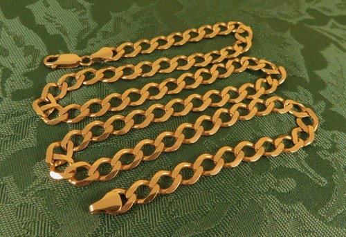 Mens solid 9ct gold curb - gold,